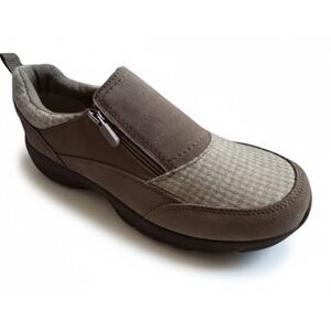 Lands’ End 11B All Weather Suede Zip Moc Shoes Beige Insulated Comfort Casual